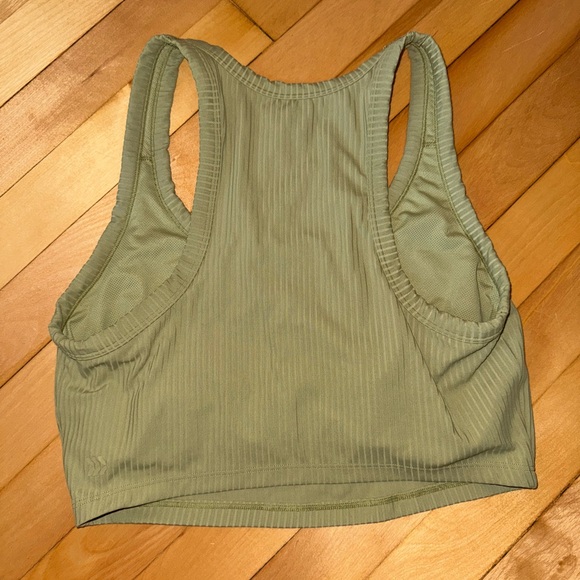 Women's Green Ribbed Tank Top - Picture 2 of 3
